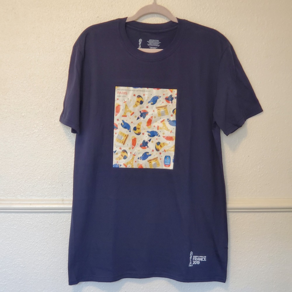 FIFA Women's World Cup France 2019 Paris Host City Navy Blue T-Shirt Mens Large